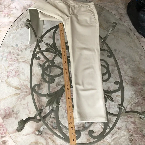 ZARA Ivory White Vegan leather Straight Leg Chino Style Pants 2 - Picture 8 of 9